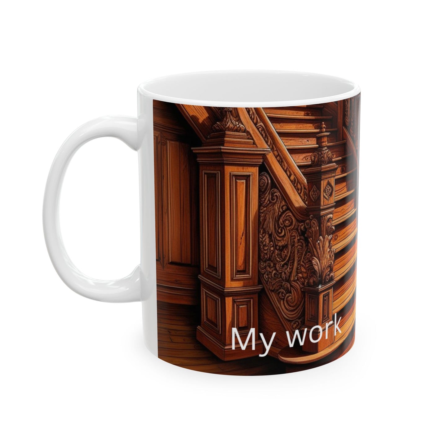 Rustic Wooden Design Ceramic Mug - Perfect for Home & Office, 11oz & 15oz