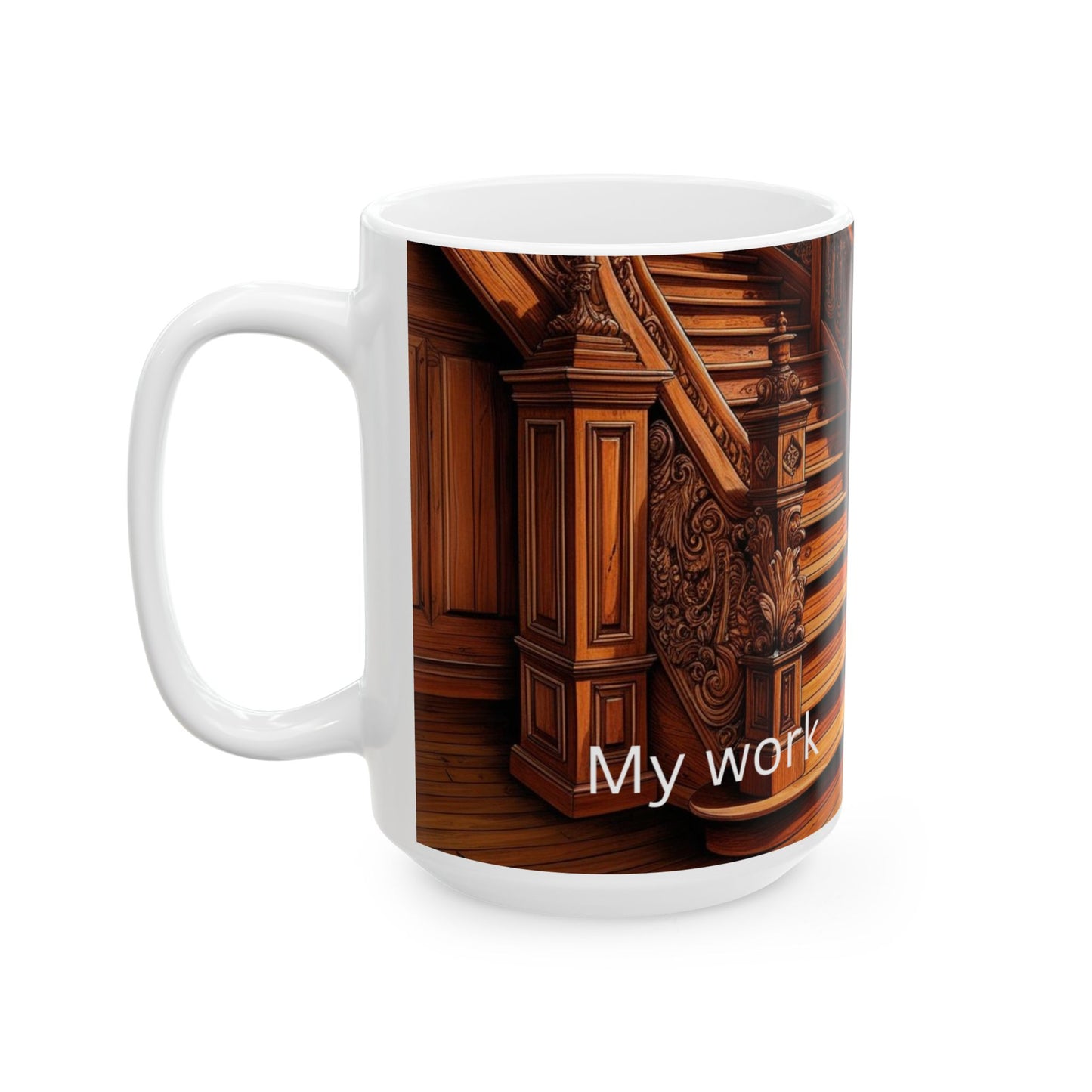 Rustic Wooden Design Ceramic Mug - Perfect for Home & Office, 11oz & 15oz