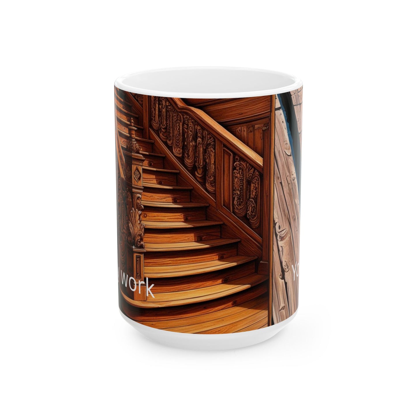 Rustic Wooden Design Ceramic Mug - Perfect for Home & Office, 11oz & 15oz