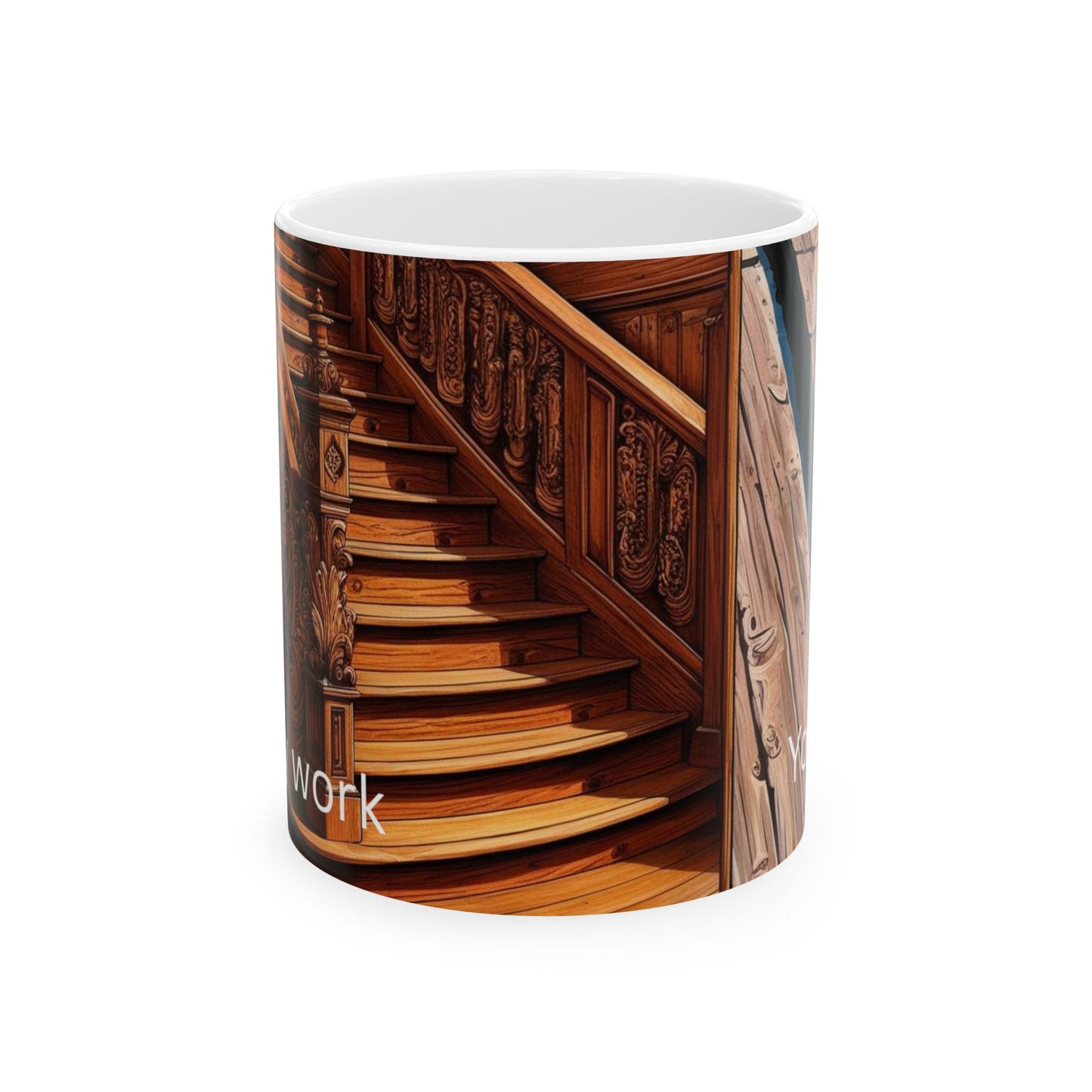 Rustic Wooden Design Ceramic Mug - Perfect for Home & Office, 11oz & 15oz