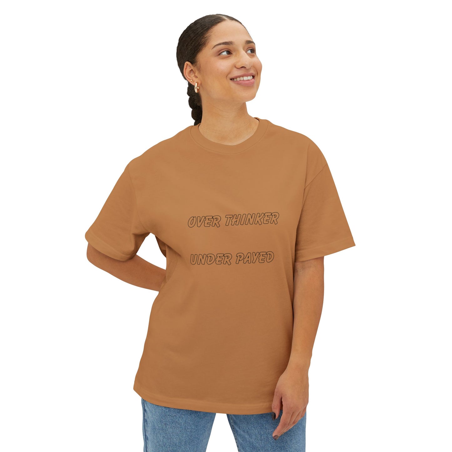 Unisex Oversized Boxy Tee - Over Thinker Under Paid